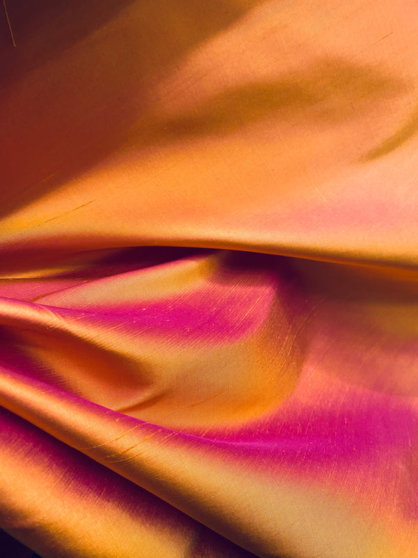 NEW Duchess Mable Designer 100% Silk Dupioni - Tangerine with Fuchsia Iridescence - Fancy Styles Fabric Pierre Frey Lee Jofa Brunschwig & Fils