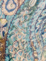 NEW Queen Lila Quilted Blanket Fabric Imported from Belgium- Upholstery & Drapery- Blue Melange