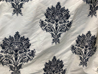 NEW COLOR! Lady Krista Novelty Embroidered 100% Silk Taffeta Fabric Black and White - Fancy Styles Fabric Pierre Frey Lee Jofa Brunschwig & Fils