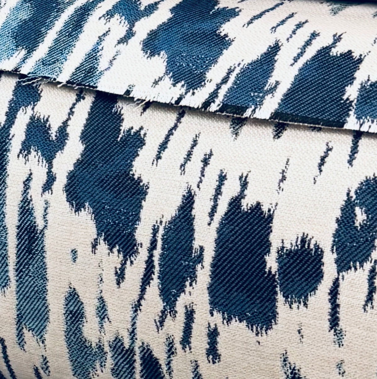 SUNBRELLA Indigo Blue Geometric Waterproof Indoor Outdoor Upholstery Fabric - Fancy Styles Fabric Pierre Frey Lee Jofa Brunschwig & Fils