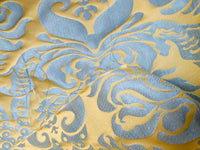 NEW 110" Wide: Queen Lauder Neoclassical Floral Damask Matte Satin Duck Egg Blue and Gold Jacquard Drapery Fabric - Fancy Styles Fabric Pierre Frey Lee Jofa Brunschwig & Fils