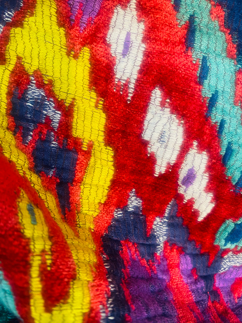 NEW Queen Shila Upholstery Tribal Velvet Fabric Imported from Belgium- Red Purple Melange