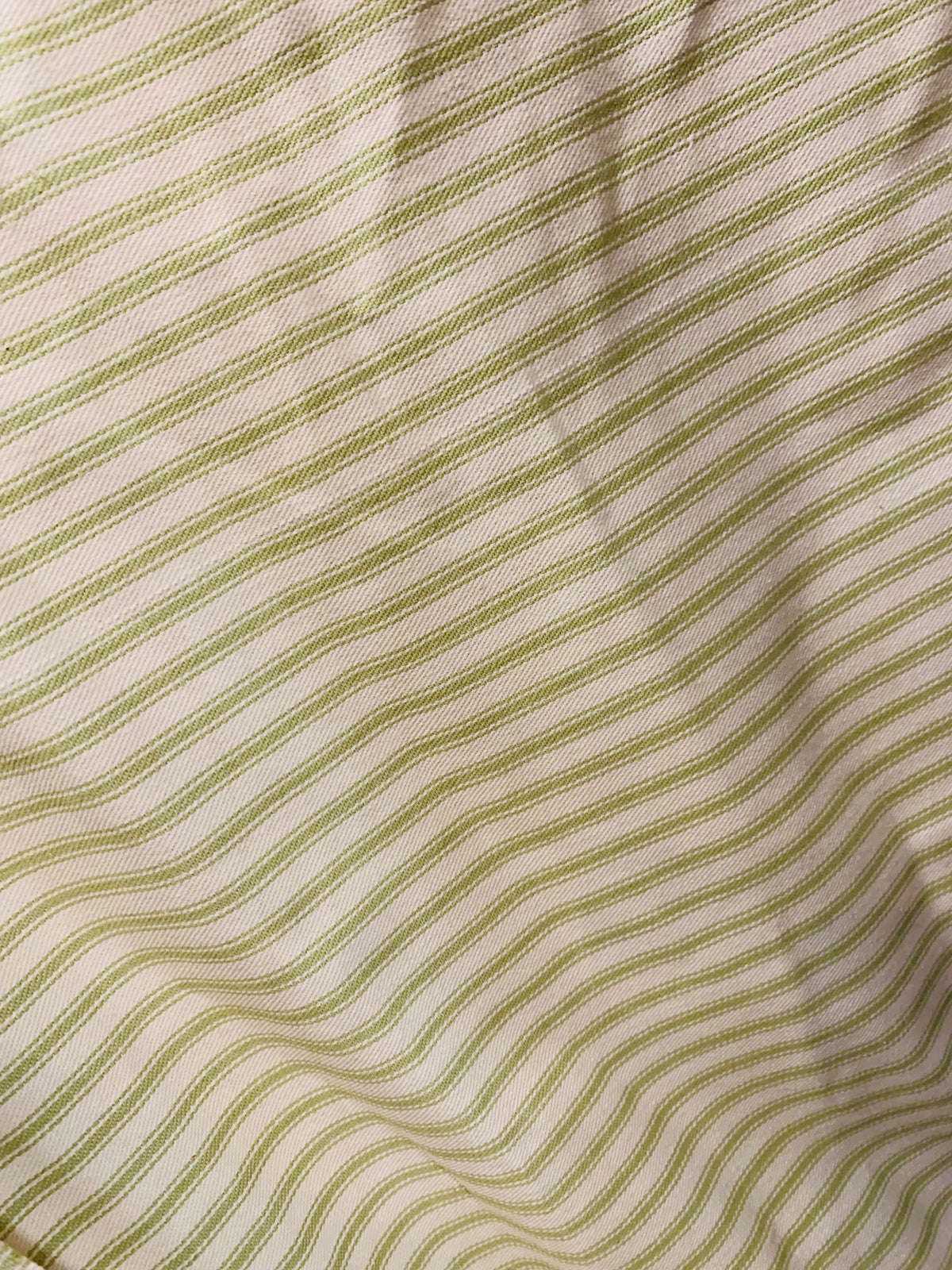 NEW Queen Mandy Designer 100% Cotton Heavyweight 1/4” Stripes Upholstery Fabric - Pistachio Green and Cream - Fancy Styles Fabric Pierre Frey Lee Jofa Brunschwig & Fils