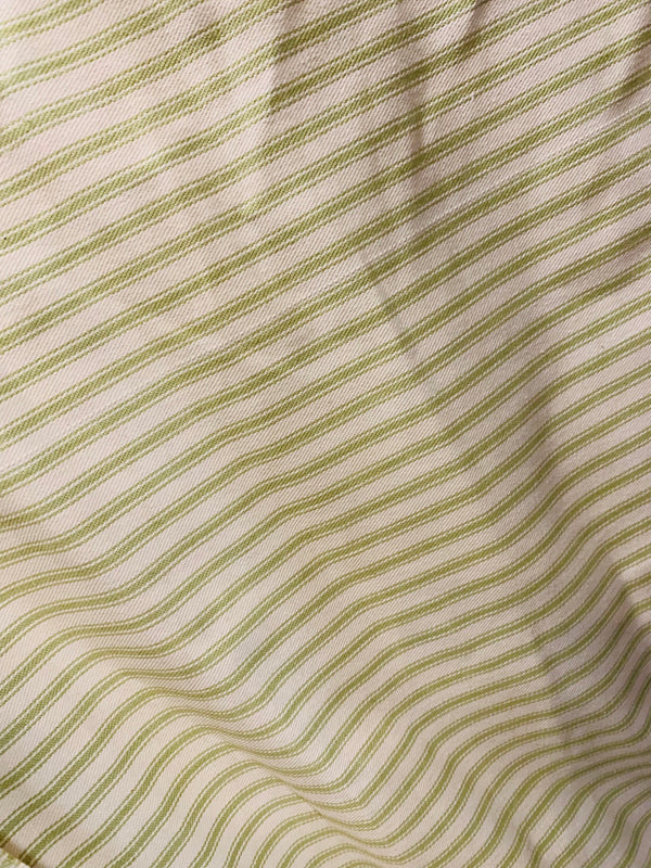 NEW Queen Mandy Designer 100% Cotton Heavyweight 1/4” Stripes Upholstery Fabric - Pistachio Green and Cream - Fancy Styles Fabric Pierre Frey Lee Jofa Brunschwig & Fils