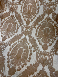 NEW Lady Danita Designer Medallion Burnout Chenille Velvet Fabric - Brocade- Cream Gold - Fancy Styles Fabric Pierre Frey Lee Jofa Brunschwig & Fils
