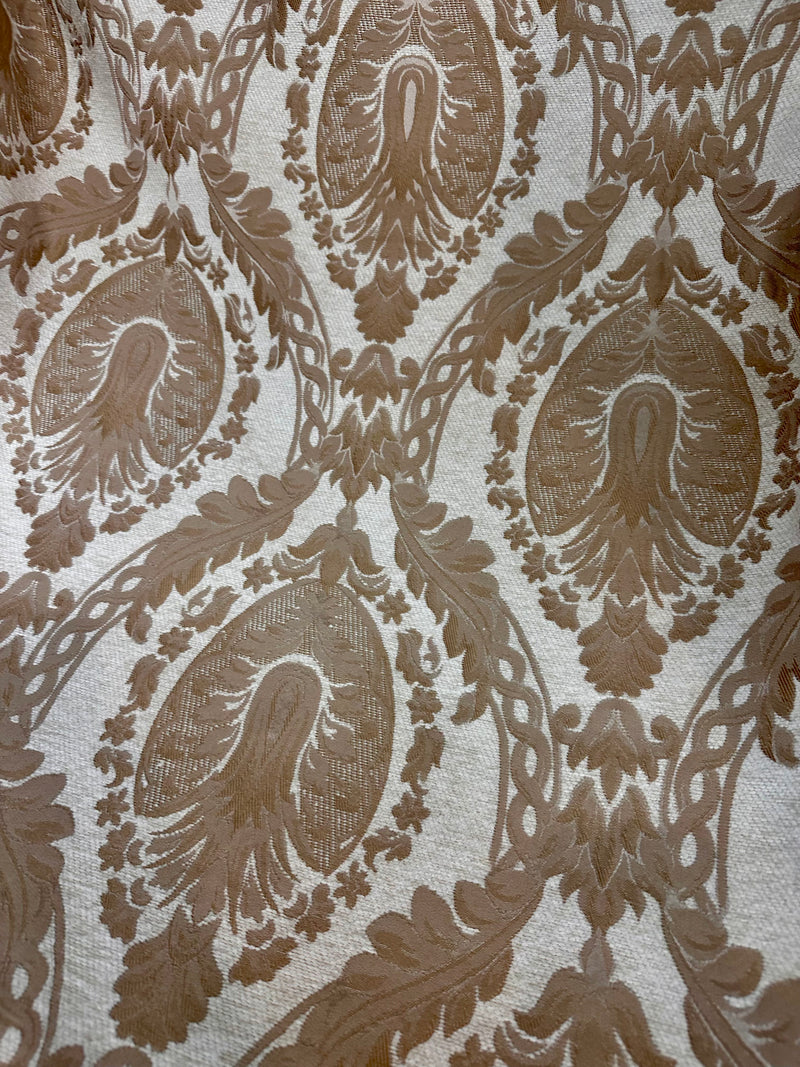 NEW Lady Danita Designer Medallion Burnout Chenille Velvet Fabric - Brocade- Cream Gold