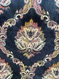NEW! Duke Challace Designer Italian Burnout Medallion Chenille Velvet Upholstery Fabric - Black - Fancy Styles Fabric Pierre Frey Lee Jofa Brunschwig & Fils