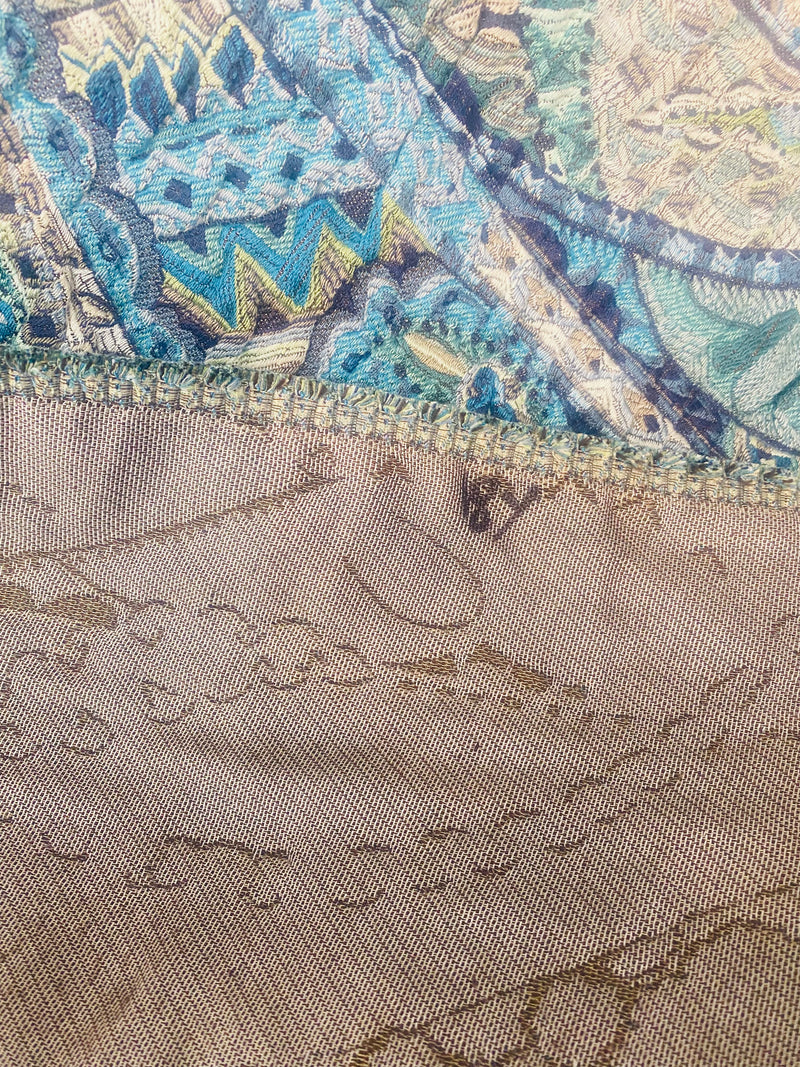 NEW Queen Lila Quilted Blanket Fabric Imported from Belgium- Upholstery & Drapery- Blue Melange