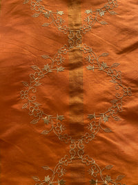 NEW Queen Katjia Novelty Floral Embroidered 100% Silk Fabric in Rust Burnt Orange - Fancy Styles Fabric Pierre Frey Lee Jofa Brunschwig & Fils