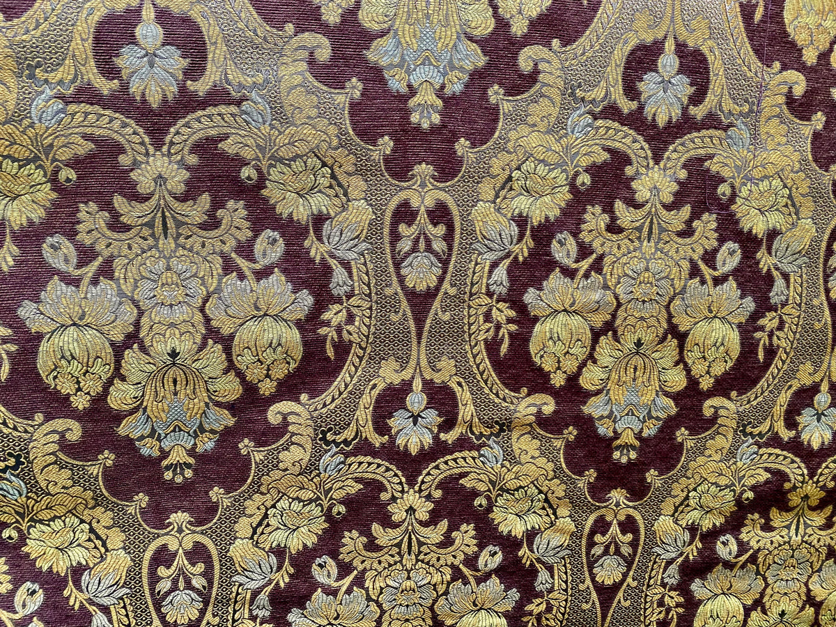 NEW! Duke Riviera Designer Venetian Italian Burnout Medallion Chenille Brocade Gold Brown Fabric Upholstery Style# HG10011 - Fancy Styles Fabric Pierre Frey Lee Jofa Brunschwig & Fils