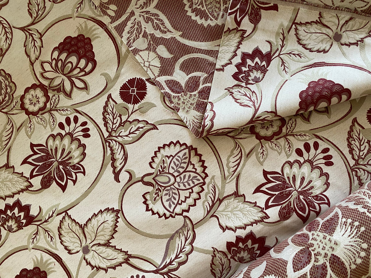New! Sale! 50% Off 10 yard roll- Miss Florentine Brocade Floral Upholstery & Drapery Fabric- Red - Fancy Styles Fabric Pierre Frey Lee Jofa Brunschwig & Fils