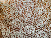 NEW Queen Lauper 100% Silk Jacquard Novelty Neoclassical Floral Damask Matte Satin Brick Red and Gold Jacquard Drapery Fabric - Fancy Styles Fabric Pierre Frey Lee Jofa Brunschwig & Fils