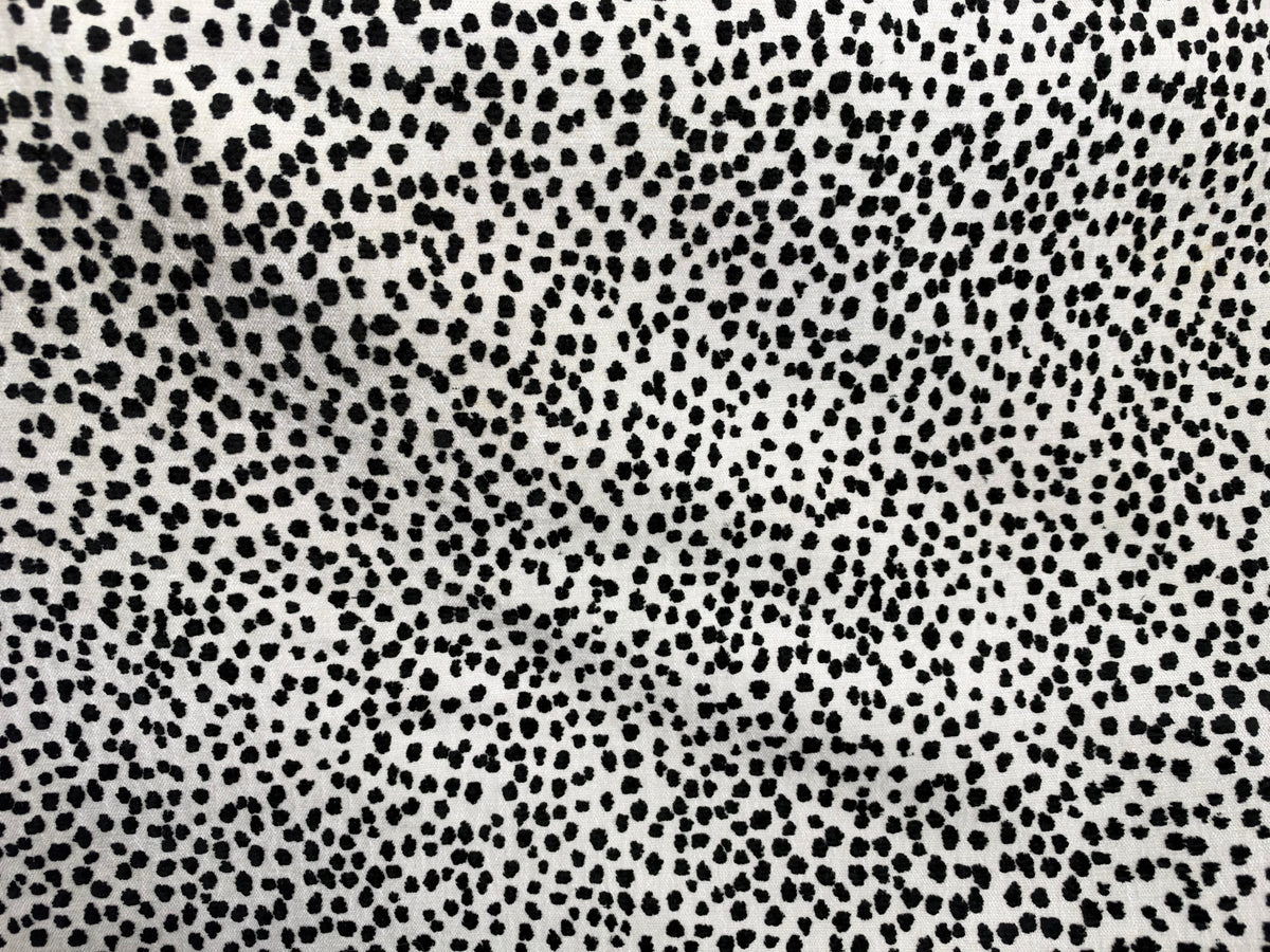 NEW Duchess Logan Snow Leopard Dalmation Novelty Upholstery Velvet White and Black