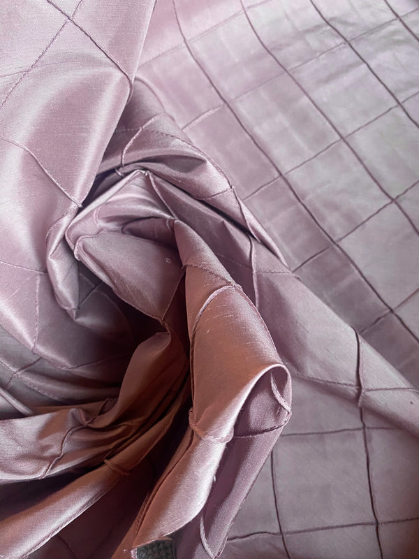 NEW Queen Lila Designer 100% Silk Dupioni - Pintuck Diamond Motif- Pink - Fancy Styles Fabric Pierre Frey Lee Jofa Brunschwig & Fils