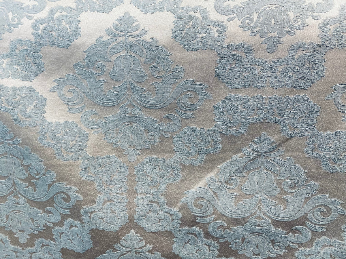 NEW 36" x 54" Remnant - King Pelmar Antique Inspired Eggshell Silver Blue Satin Brocade Upholstery Fabric (Copy) - Fancy Styles Fabric Pierre Frey Lee Jofa Brunschwig & Fils