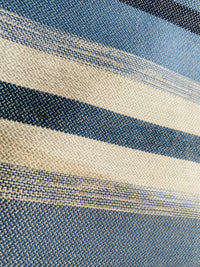 New! SUNBRELLA Novelty Waterproof Indoor Outdoor Natural Blue Indigo Stripe Upholstery and Decorating Fabric - Fancy Styles Fabric Pierre Frey Lee Jofa Brunschwig & Fils