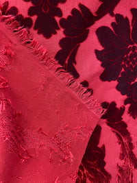 NEW! Prince Jasper - Designer Italian Venetian Burnout Damask Cut Velvet Red Fabric Upholstery - Fancy Styles Fabric Pierre Frey Lee Jofa Brunschwig & Fils