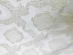 NEW! Duke Fiante Brocade Satin Fabric- White- Damask Upholstery Neoclassical Louis