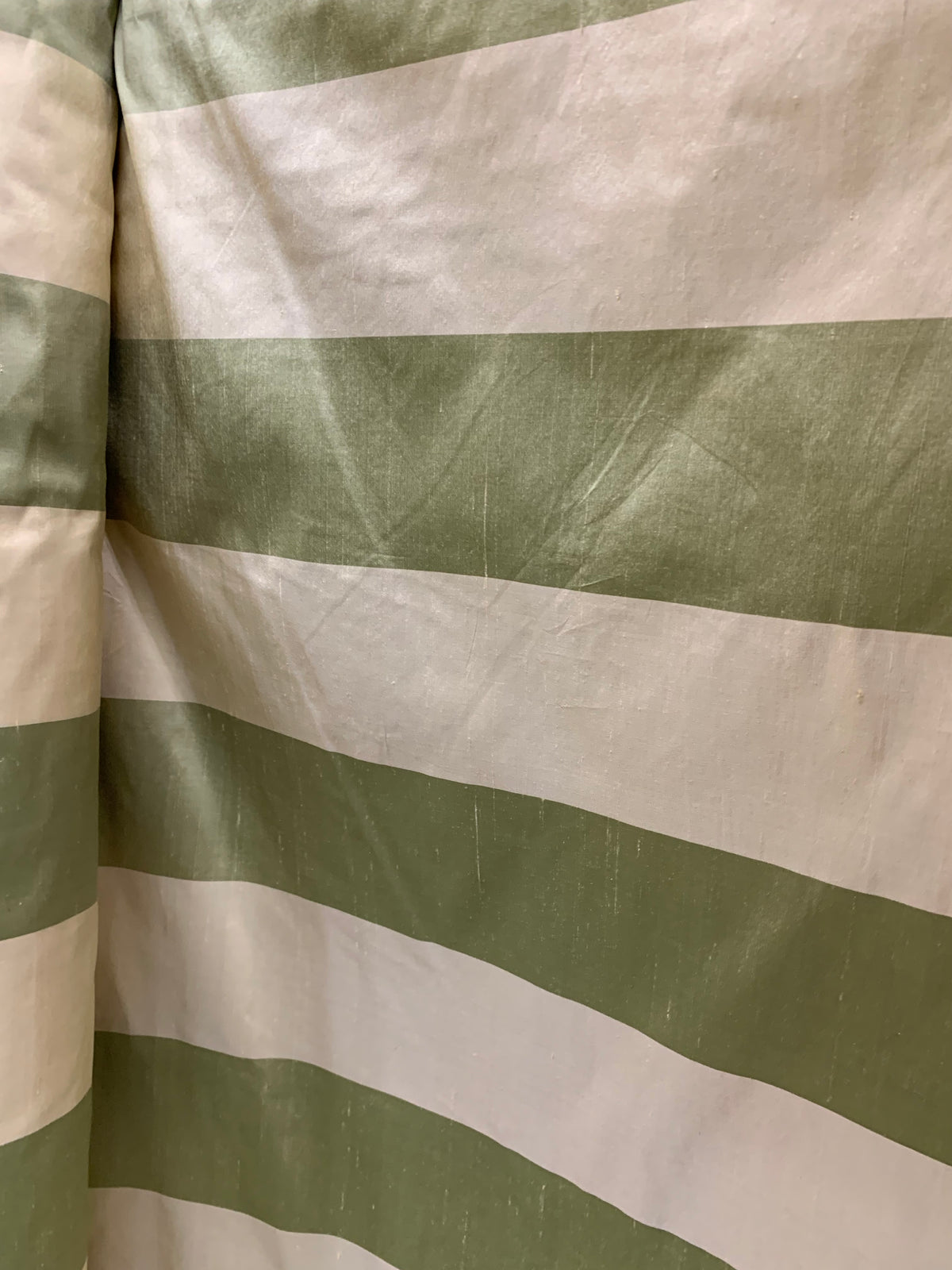 NEW Queen Qante 100% Silk Dupioni Stripes Fabric - Pistachio Green and Cream - Fancy Styles Fabric Pierre Frey Lee Jofa Brunschwig & Fils