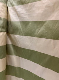 NEW Queen Qante 100% Silk Dupioni Stripes Fabric - Pistachio Green and Cream - Fancy Styles Fabric Pierre Frey Lee Jofa Brunschwig & Fils