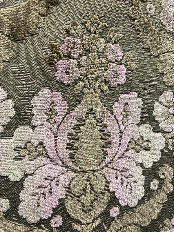 NEW! Duke Napoli Designer Venetian Italian Burnout Medallion Chenille Velvet Pink Taupe Fabric Upholstery Style# HG10008 - Fancy Styles Fabric Pierre Frey Lee Jofa Brunschwig & Fils