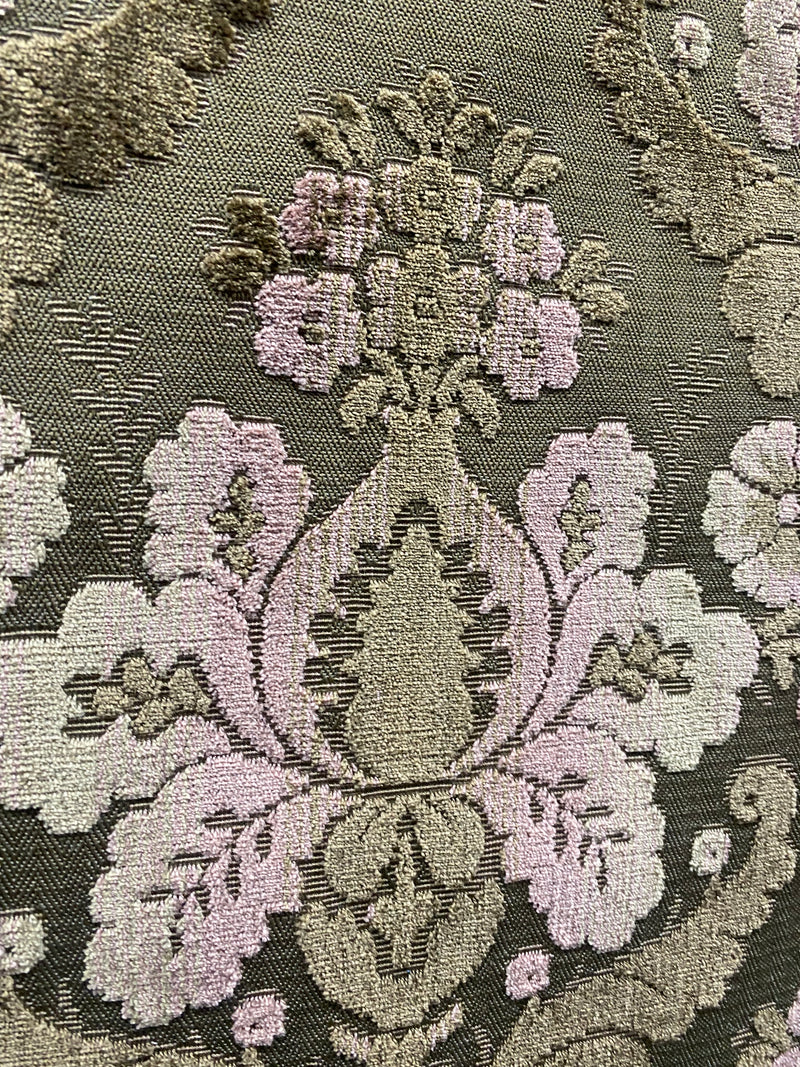 NEW! Duke Napoli Designer Venetian Italian Burnout Medallion Chenille Pink Taupe Fabric Upholstery Style# HG10008