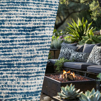 New! SUNBRELLA Navy Indigo Blue White Melange Boucle Waterproof Indoor Outdoor Upholstery Fabric - Fancy Styles Fabric Pierre Frey Lee Jofa Brunschwig & Fils