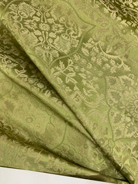 NEW Sir Enzo 100% Silk Jacquard Ornate Drapery Damask Fabric - Leaf Green - Fancy Styles Fabric Pierre Frey Lee Jofa Brunschwig & Fils