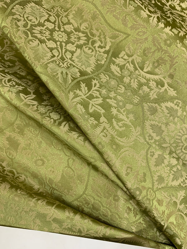 NEW Sir Enzo 100% Silk Jacquard Ornate Drapery Damask Fabric - Leaf Green - Fancy Styles Fabric Pierre Frey Lee Jofa Brunschwig & Fils