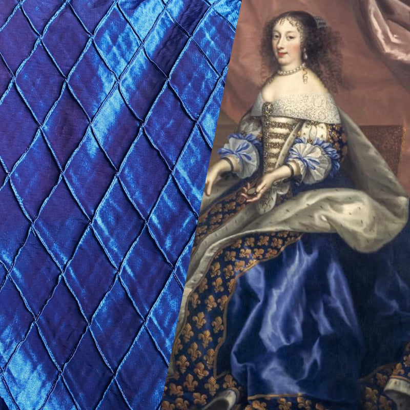 Haggle: Lady Katala Faux Silk Pintuck Diamond Fabric- Blue and Magenta Iridescence
