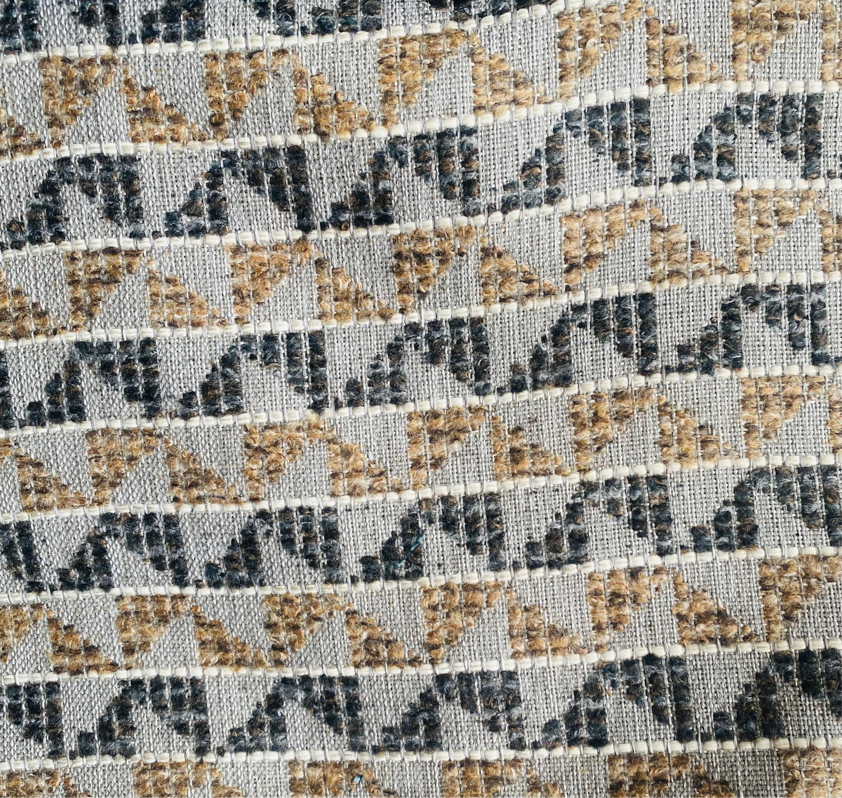 New! SUNBRELLA Taupe and Indigo Blue Boucle Waterproof Indoor Outdoor Upholstery Fabric - Fancy Styles Fabric Pierre Frey Lee Jofa Brunschwig & Fils