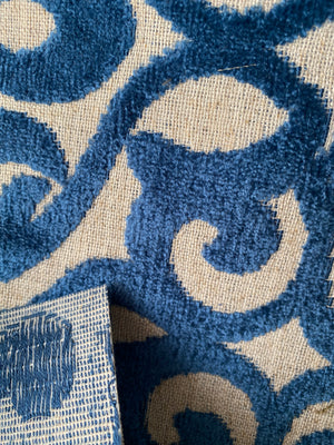 Sir Salvador Novelty Burnout Medallion Floral Velvet Fabric - Blue- Upholstery - Fancy Styles Fabric Pierre Frey Lee Jofa Brunschwig & Fils