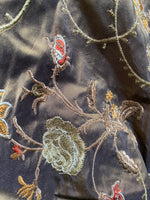 App Sale: Queen Dragonia Novelty 100% Silk Dupioni Embroidered Floral Fabric - Bronze