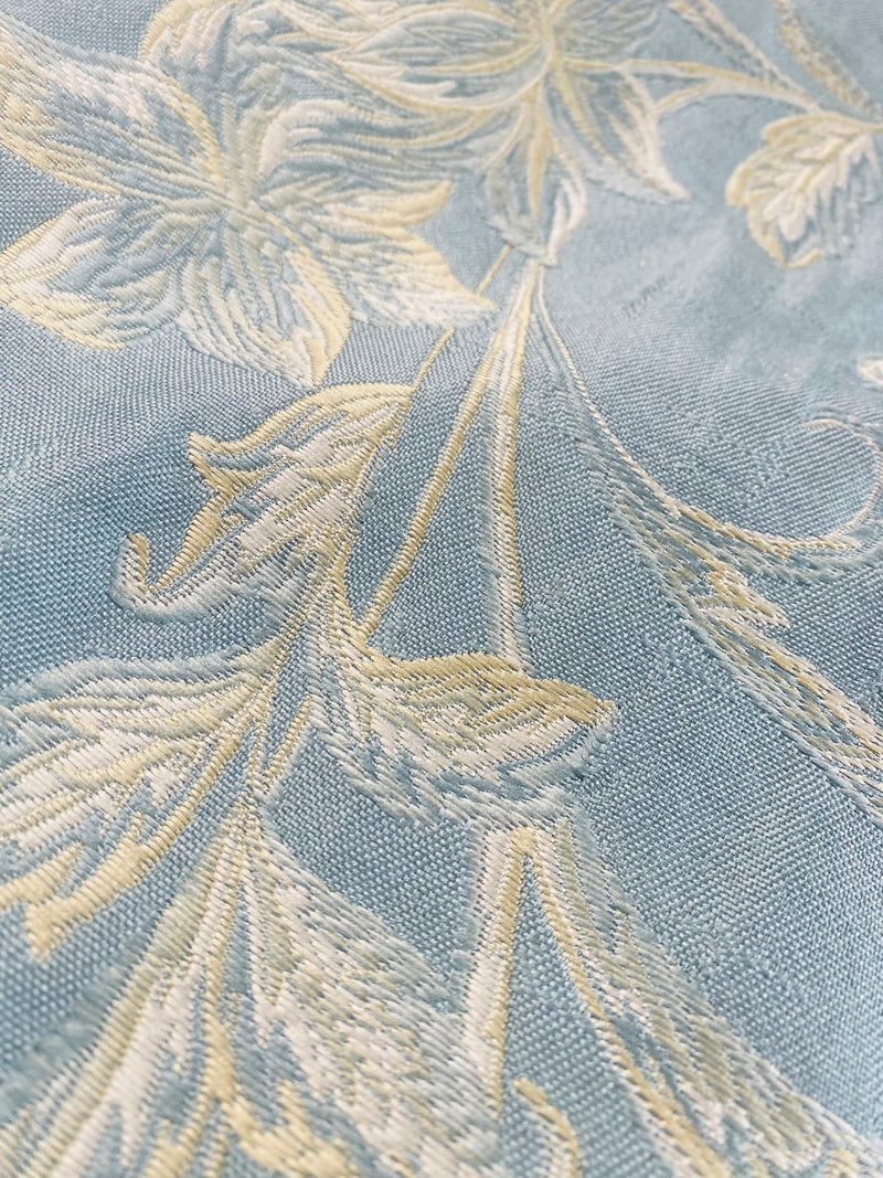 NEW! Queen Petrie Designer Quilted Brocade Floral Upholstery Fabric- French Blue
