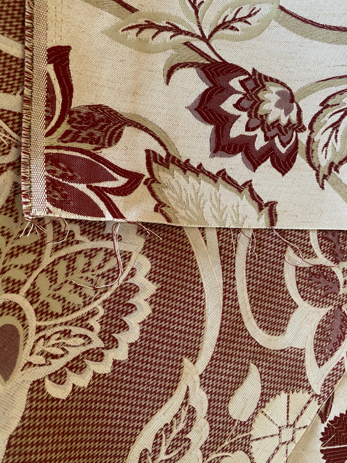 New! Sale! 50% Off 10 yard roll- Miss Florentine Brocade Floral Upholstery & Drapery Fabric- Red - Fancy Styles Fabric Pierre Frey Lee Jofa Brunschwig & Fils