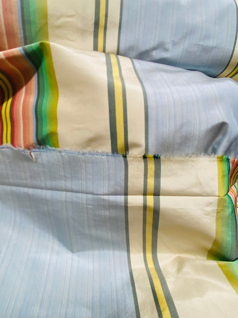 Back in stock! NEW Princess Penelope Designer 100% Silk Taffeta Stripes Fabric - Blue 55” Wide