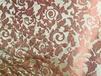 NEW! Princess Heart 100% Silk Satin Novelty Jacquard Damask Fabric- Pink and Gold - Fancy Styles Fabric Pierre Frey Lee Jofa Brunschwig & Fils