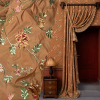 Princess Carey 100% Silk Taffeta Embroidered Floral Fabric - Salmon