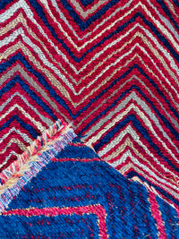 NEW! King Marko Luxury Heavyweight Upholstery Velvet Chenille Geometric Fabric - Fuchsia Red Blue - BTY - Fancy Styles Fabric Pierre Frey Lee Jofa Brunschwig & Fils