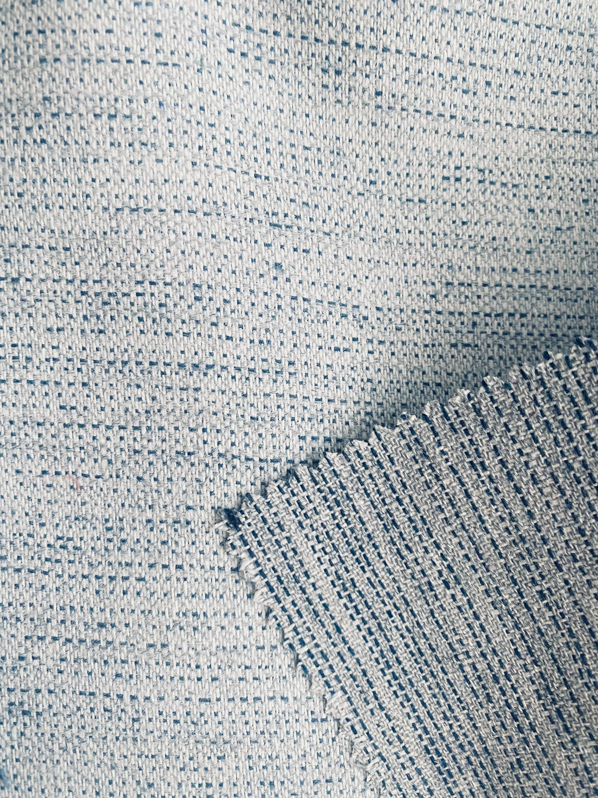 New! SUNBRELLA Light Blue White Melange Linen Inspired Waterproof Indoor Outdoor Upholstery Fabric - Fancy Styles Fabric Pierre Frey Lee Jofa Brunschwig & Fils