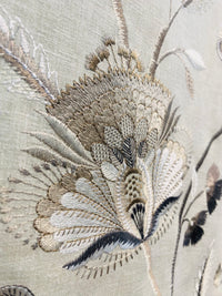 NEW! Lady Celina Novelty Embroidered 100% Cotton Fabric Taupe Natural and Cream - Fancy Styles Fabric Pierre Frey Lee Jofa Brunschwig & Fils