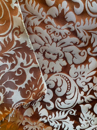 NEW Queen Lauper 100% Silk Jacquard Novelty Neoclassical Floral Damask Matte Satin Brick Red and Gold Jacquard Drapery Fabric - Fancy Styles Fabric Pierre Frey Lee Jofa Brunschwig & Fils