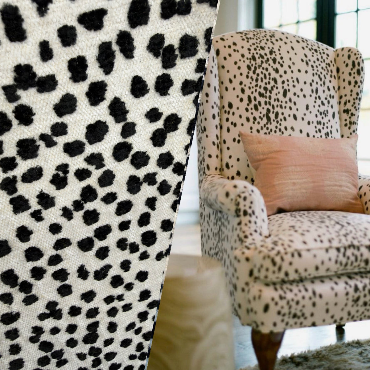 NEW Duchess Logan Snow Leopard Dalmation Novelty Upholstery Velvet White and Black