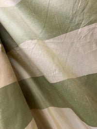 NEW Queen Qante 100% Silk Dupioni Stripes Fabric - Pistachio Green and Cream - Fancy Styles Fabric Pierre Frey Lee Jofa Brunschwig & Fils