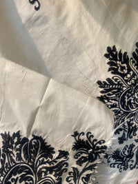 NEW COLOR! Lady Krista Novelty Embroidered 100% Silk Taffeta Fabric Black and White - Fancy Styles Fabric Pierre Frey Lee Jofa Brunschwig & Fils