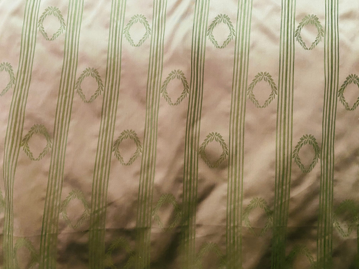 NEW! Princess Pitta 100% Silk Taffeta Novelty Jacquard Stripe Fabric- Pink and Green - Fancy Styles Fabric Pierre Frey Lee Jofa Brunschwig & Fils