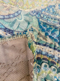 NEW Queen Lila Quilted Blanket Fabric Imported from Italy- Upholstery & Drapery- Blue Melange - Fancy Styles Fabric Pierre Frey Lee Jofa Brunschwig & Fils