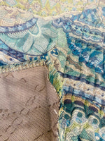 NEW Queen Lila Quilted Blanket Fabric Imported from Belgium- Upholstery & Drapery- Blue Melange