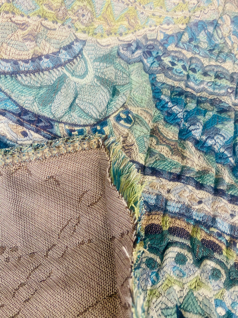 NEW Queen Lila Quilted Blanket Fabric Imported from Belgium- Upholstery & Drapery- Blue Melange