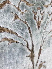 NEW! Duke Santori Designer Venetian Italian Burnout Medallion Chenille Velvet Silver-Blue Bronze Fabric Upholstery - Fancy Styles Fabric Pierre Frey Lee Jofa Brunschwig & Fils